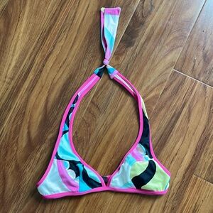 Auth EMILIO PUCCI Bikini Top hot pink halter 38 retro